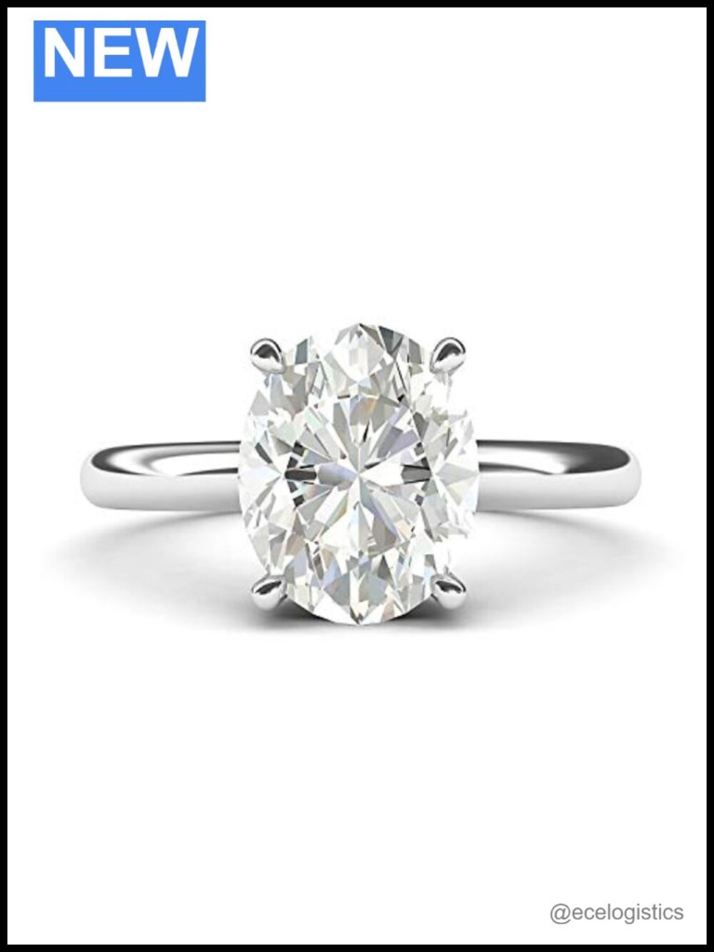 Sterling Silver Simulated Oval Diamond Engagement Ring Domed Band Promise